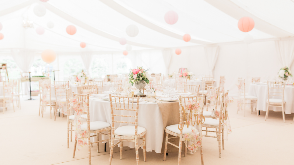Soft peach and pink pastel wedding lanterns Hanging Lantern Company